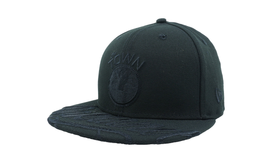 59FIFTY Golden State Warriors Visor Script The Town Fitted Hat "Graphite" NE682