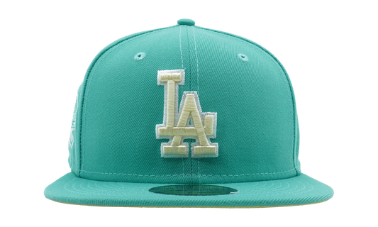59FIFTY Los Angeles Dodgers 100th Anniversary Fitted Hat "Clear Mint / Yellow - Under Brim" NE1076