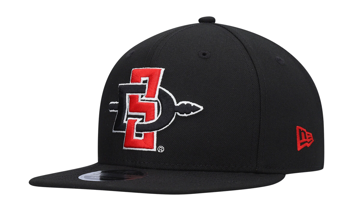 9FIFTY San Diego State Aztecs Snapback Hat "Black / Black and Red - Logo" NE1014