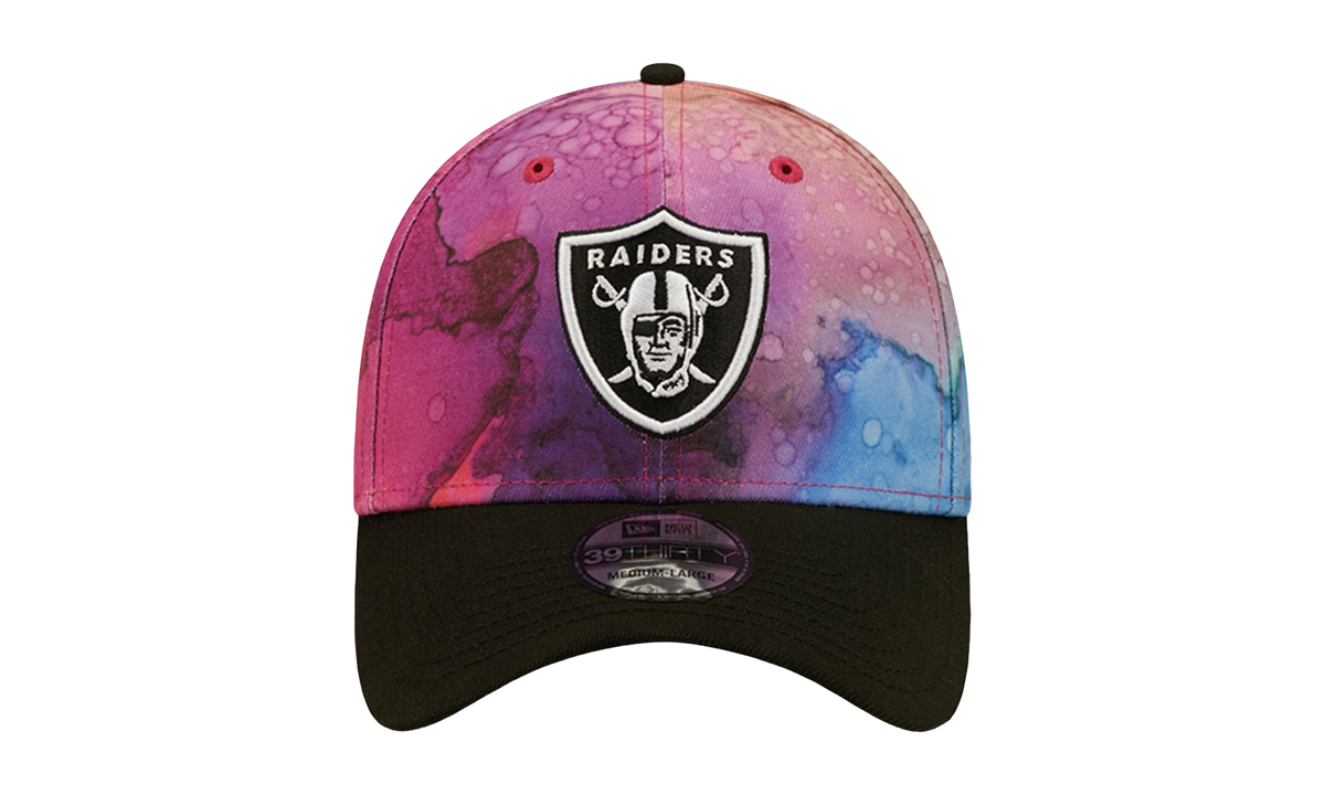 39THIRTY Las Vegas Raiders Crucial Catch Flex Fit Hat "Multicolor Watercolor Design Crown / Black Visor" NE841