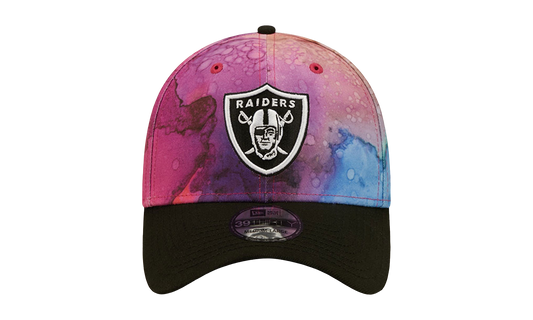 39THIRTY Las Vegas Raiders Crucial Catch Flex Fit Hat "Multicolor Watercolor Design Crown / Black Visor" NE841