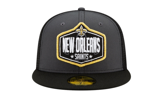 59FIFTY New Orleans Saints 2021 Draft Fitted Hat "Graphite and Black / Black - Brim" NE787