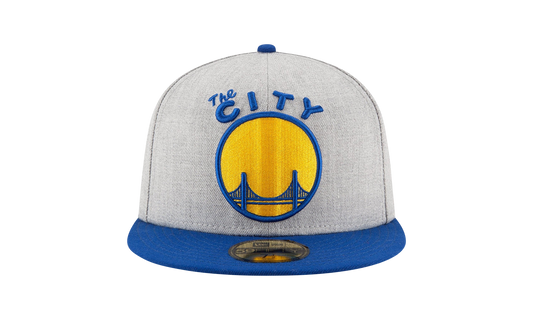 59FIFTY Golden State Warriors Heather City Grand Logo Fitted Hat "Heather Grey / Blue - Brim" NE1110
