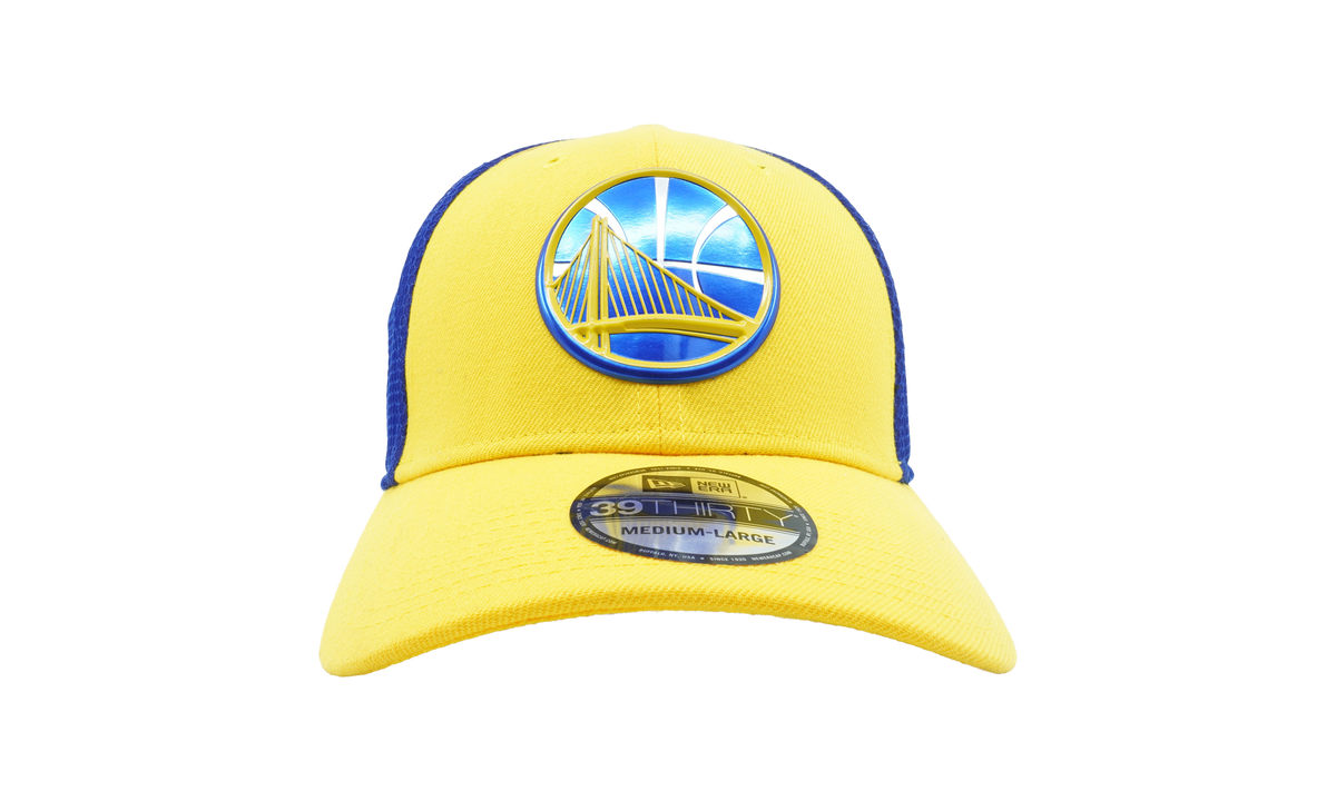 39THIRTY Golden State Warriors On The Court Stretch Fit Hat "Yellow / Blue" NE638