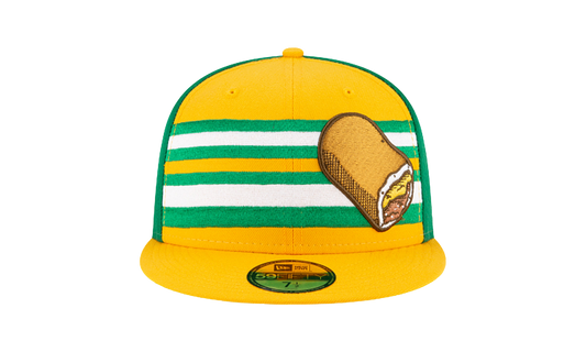 59FIFTY Omaha Storm Chasers Theme Night 'Runzas' Fitted Hat "Green and Yellow / Yellow - Brim" NE771