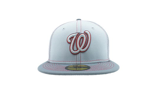59FIFTY Washington Nationals Gray Pop Fitted Hat "Gray / Red - Stitch" NE883