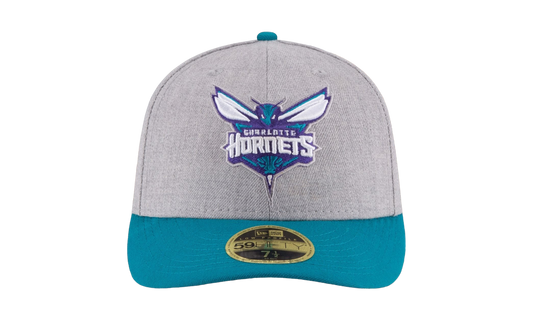 59FIFTY Charlotte Hornets Low Profile Authentic Fitted Hat "Heather Grey / Turquoise - Brim" NE945