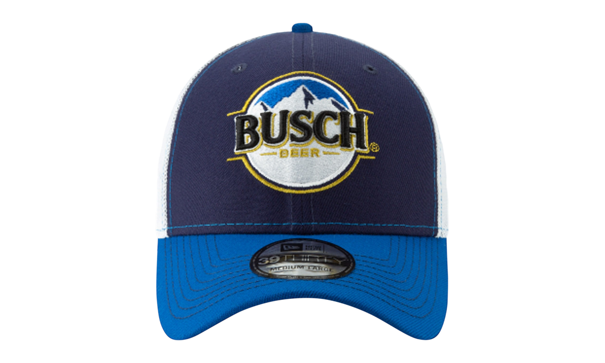 39THIRTY Busch Beer NASCAR Kevin Harvick Flex Fit Hat "Navy and White / Blue - Visor" NE709