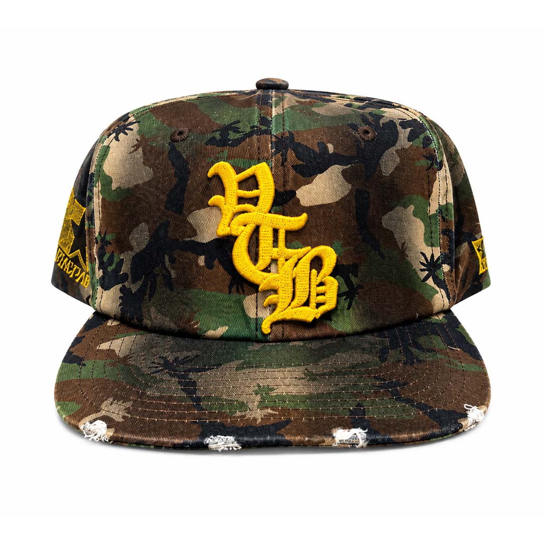 Vertabrae Green Camo Yellow Snapback Hat