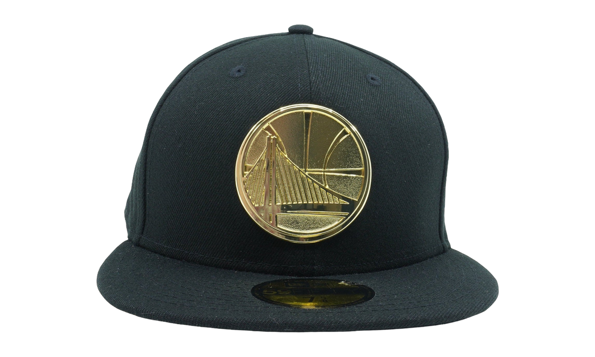59FIFTY Golden State Warriors Golden Finish Logo Fitted Hat "Black / Gold - Logo" NE1148