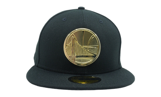 59FIFTY Golden State Warriors Golden Finish Logo Fitted Hat "Black / Gold - Logo" NE1148
