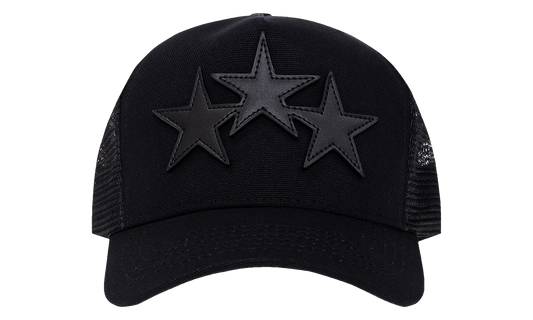 3 Star Leather Patch Trucker Hat "Black / Black" XMAH002 008 BLAC
