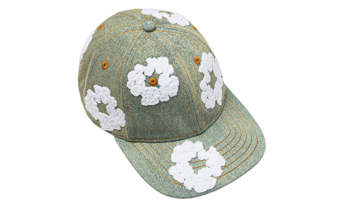 Cotton Wreath Raw Denim Cap "Dirty Wash" DT872