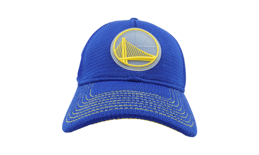 39THIRTY Golden State Warriors 2018 Rubber Logo Flex Fit Hat "Blue / Yellow - Under Brim" NE651