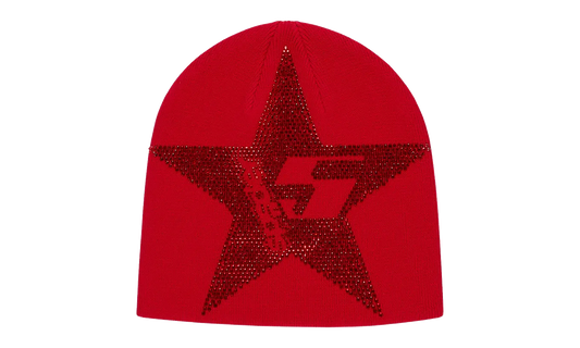 Star Rhinestone Skully Beanie "Red" SP5der548
